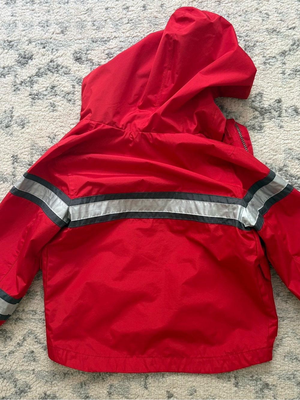 London Fog Red Hooded Kids Raincoat with Reflective Stripes - Picture 4 of 4